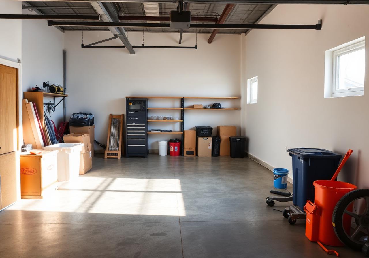 Clean empty garage after junk removal